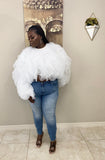 White Tulle Ruffle Top